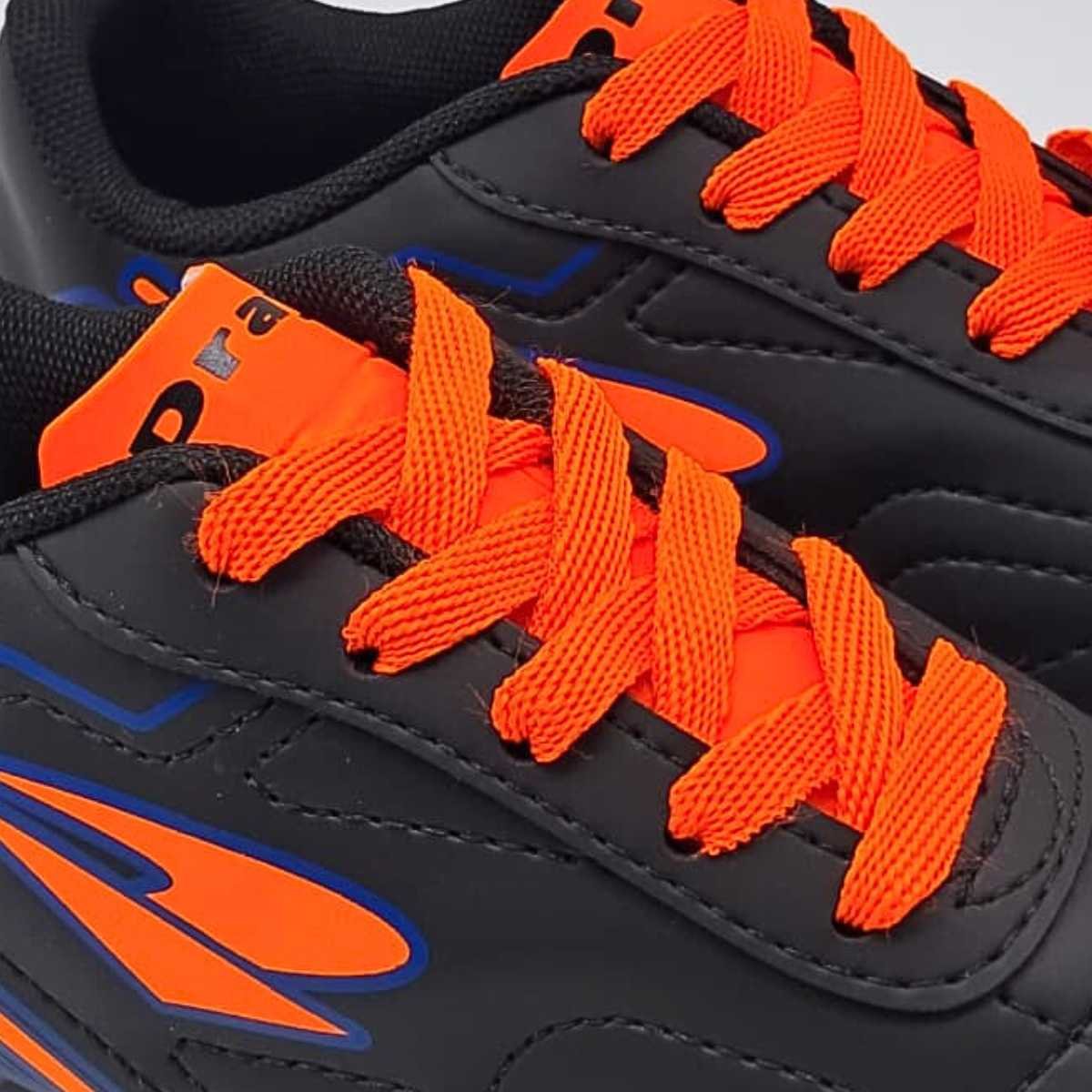 Chuteira Menino Dray Campo Juvenil Esportivo Conforto 307 Preto/Laranja 8