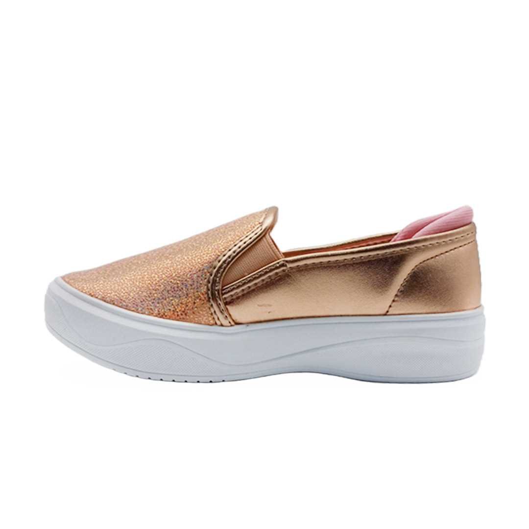 Tênis Menina Pink Cats Infantil Slip On Metalizado V3311 Dourado 2