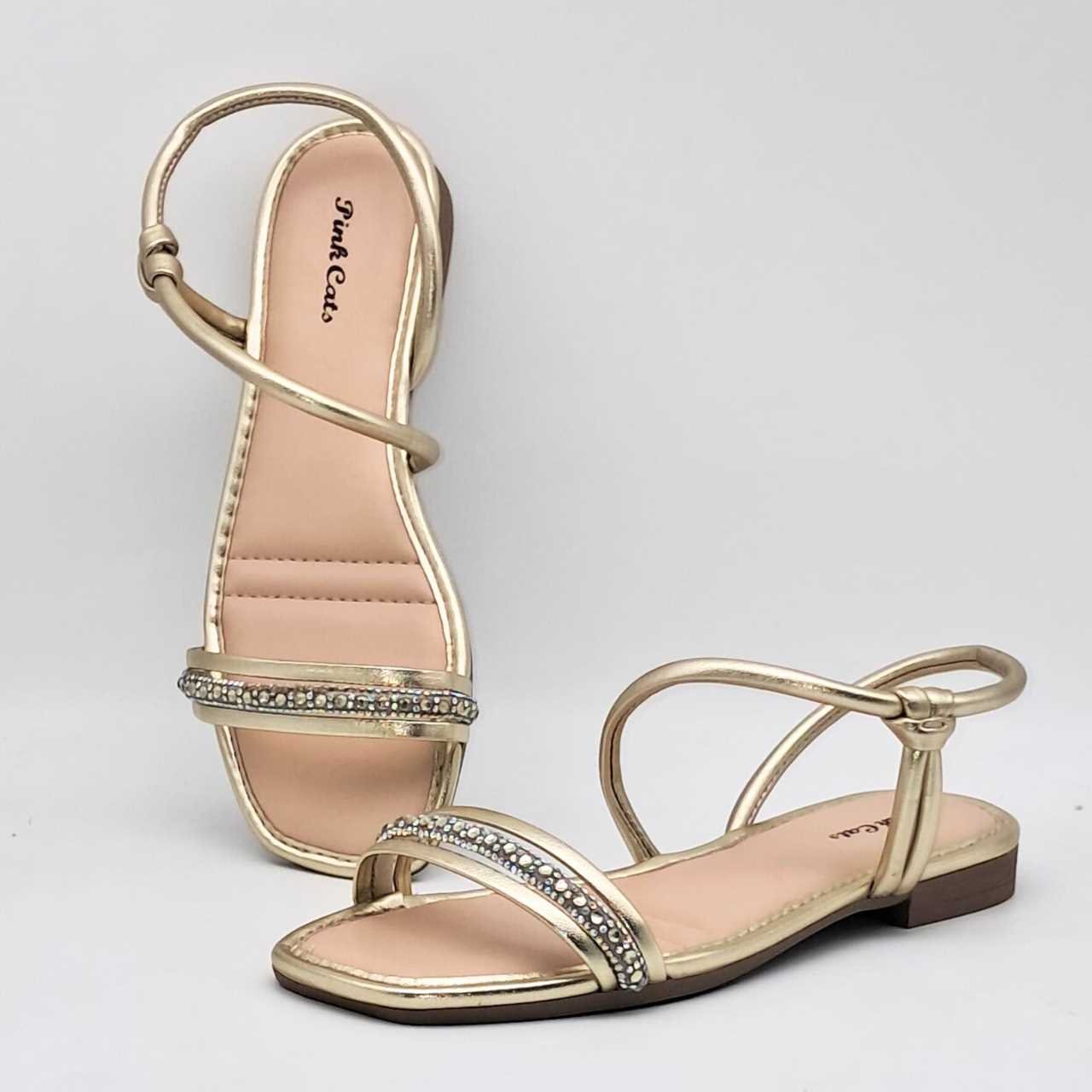 Sandália Menina Pink Cats Infantil Calce Facil Estilo V4812 Dourado 3