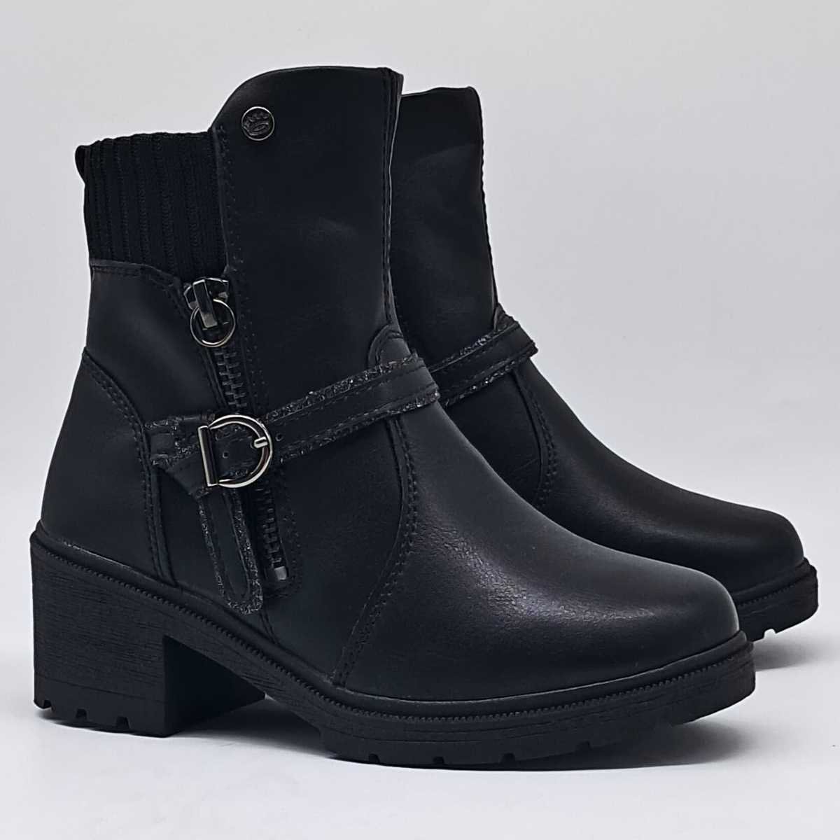 Bota Menina Pink Cats Infantil Cano Baixo Salto Confy V4001 Preto 3