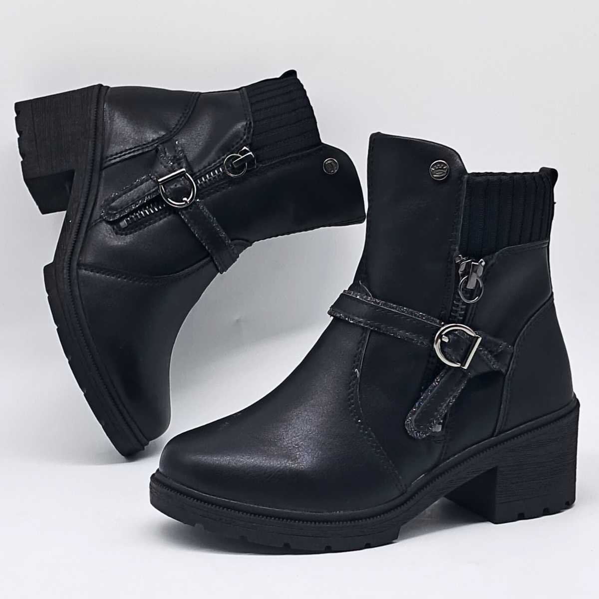 Bota Menina Pink Cats Infantil Cano Baixo Salto Confy V4001 Preto 4