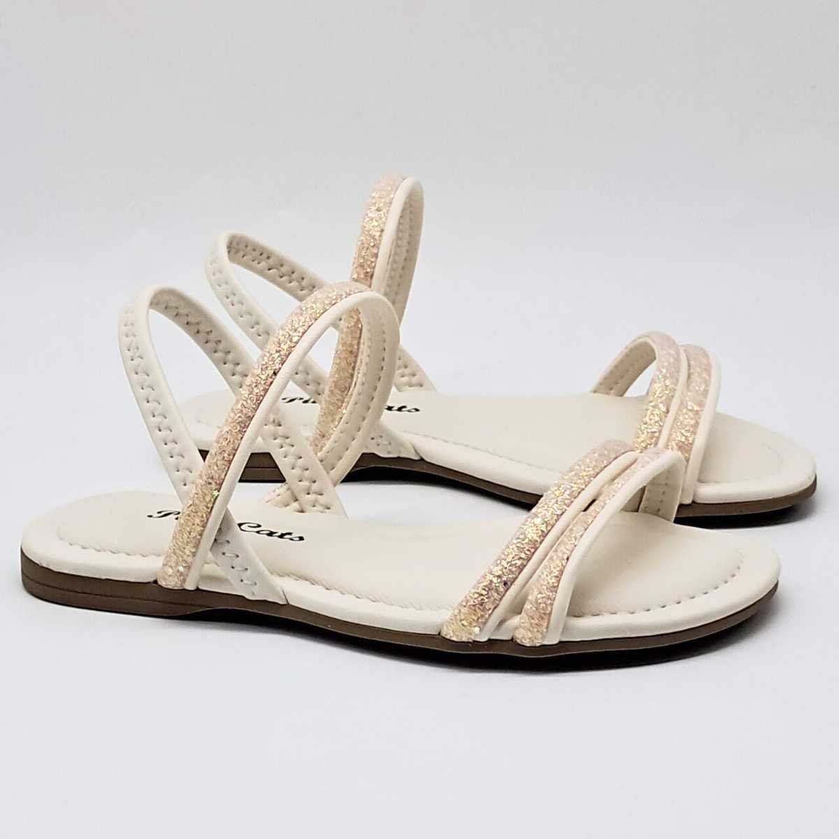 Sandália Menina Pink Cats Infantil Rasteirinha Leve V5842 Off White 3