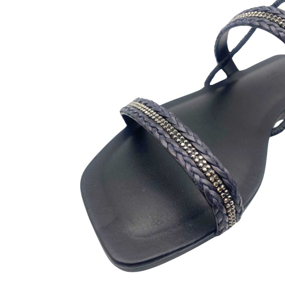Sandália Feminina Fofiori Rasteira Brilho Trançado FQ261 Preto 5