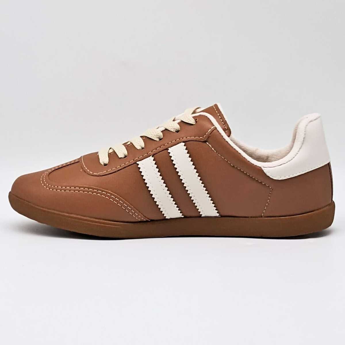 Tênis Feminino Addan Soft Casual Listra Confy Estiloso 18118 Marrom 2