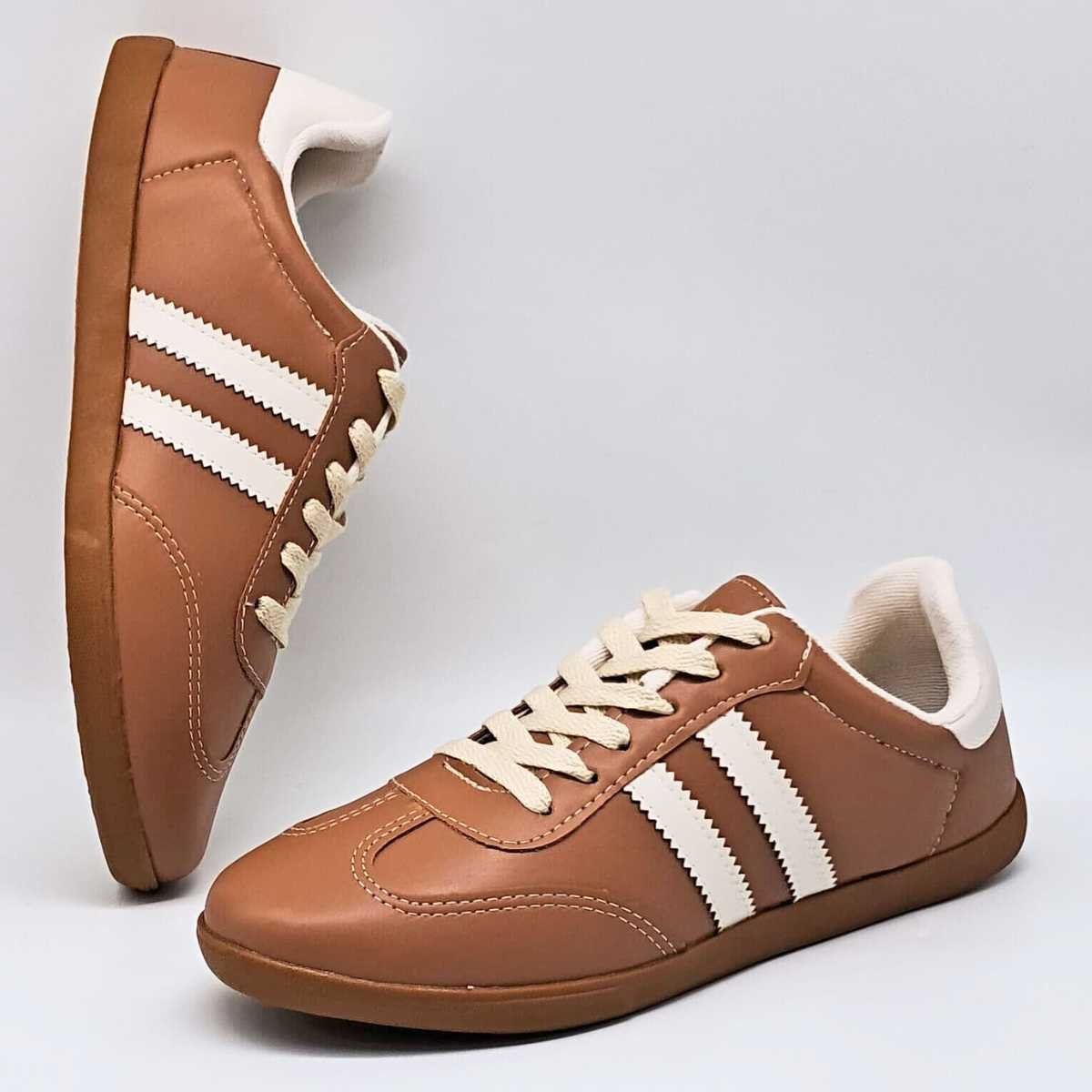 Tênis Feminino Addan Soft Casual Listra Confy Estiloso 18118 Marrom 4