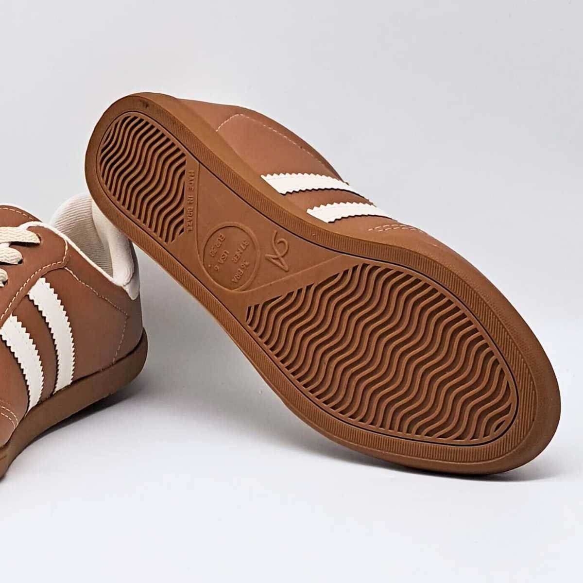 Tênis Feminino Addan Soft Casual Listra Confy Estiloso 18118 Marrom 5