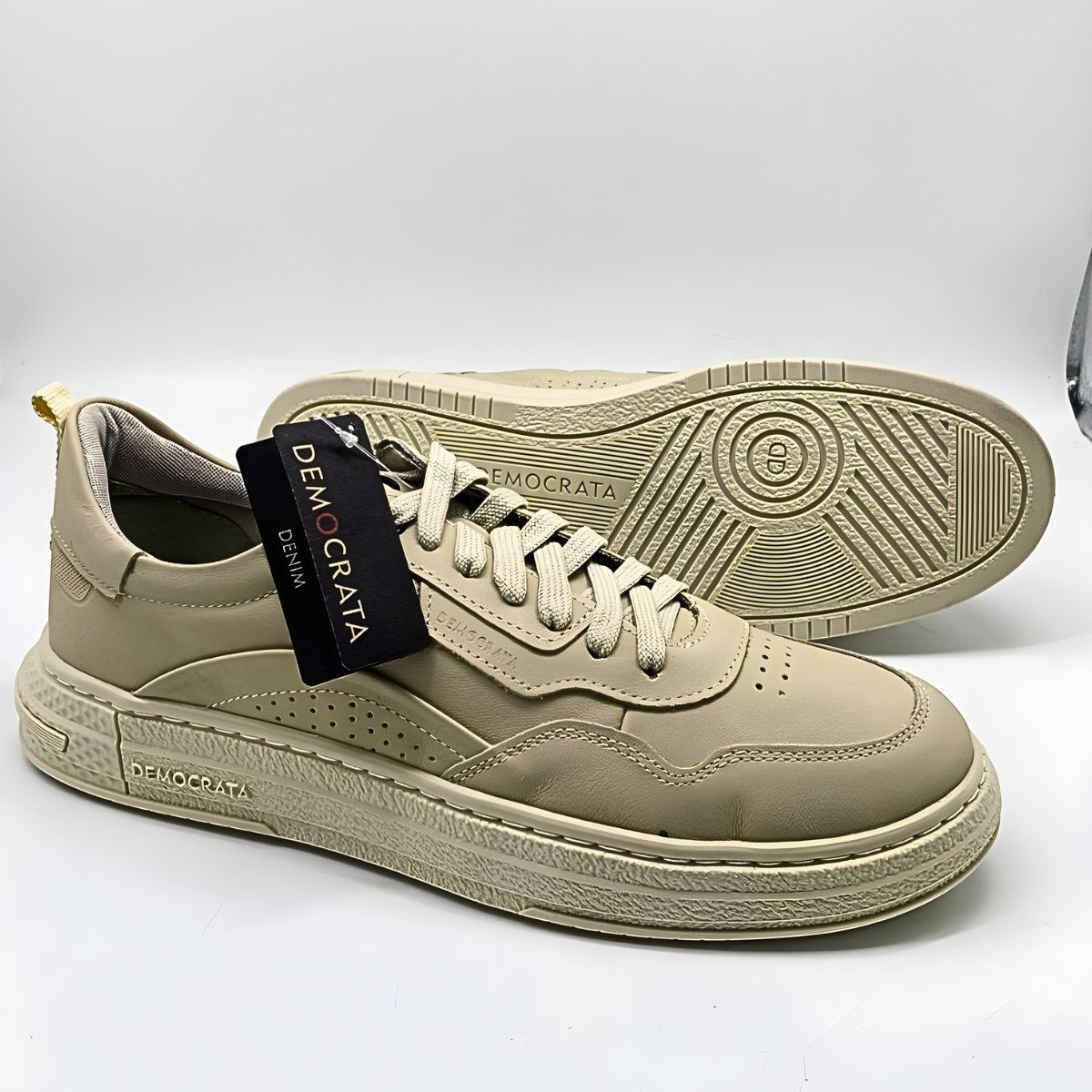 Sapatênis Masculino Democrata Jake Estilo Conforto Leve 240201 Creme 6