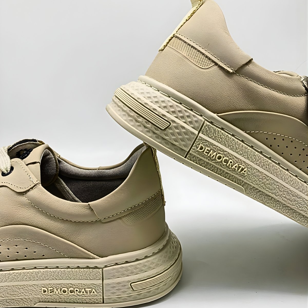 Sapatênis Masculino Democrata Jake Estilo Conforto Leve 240201 Creme 7