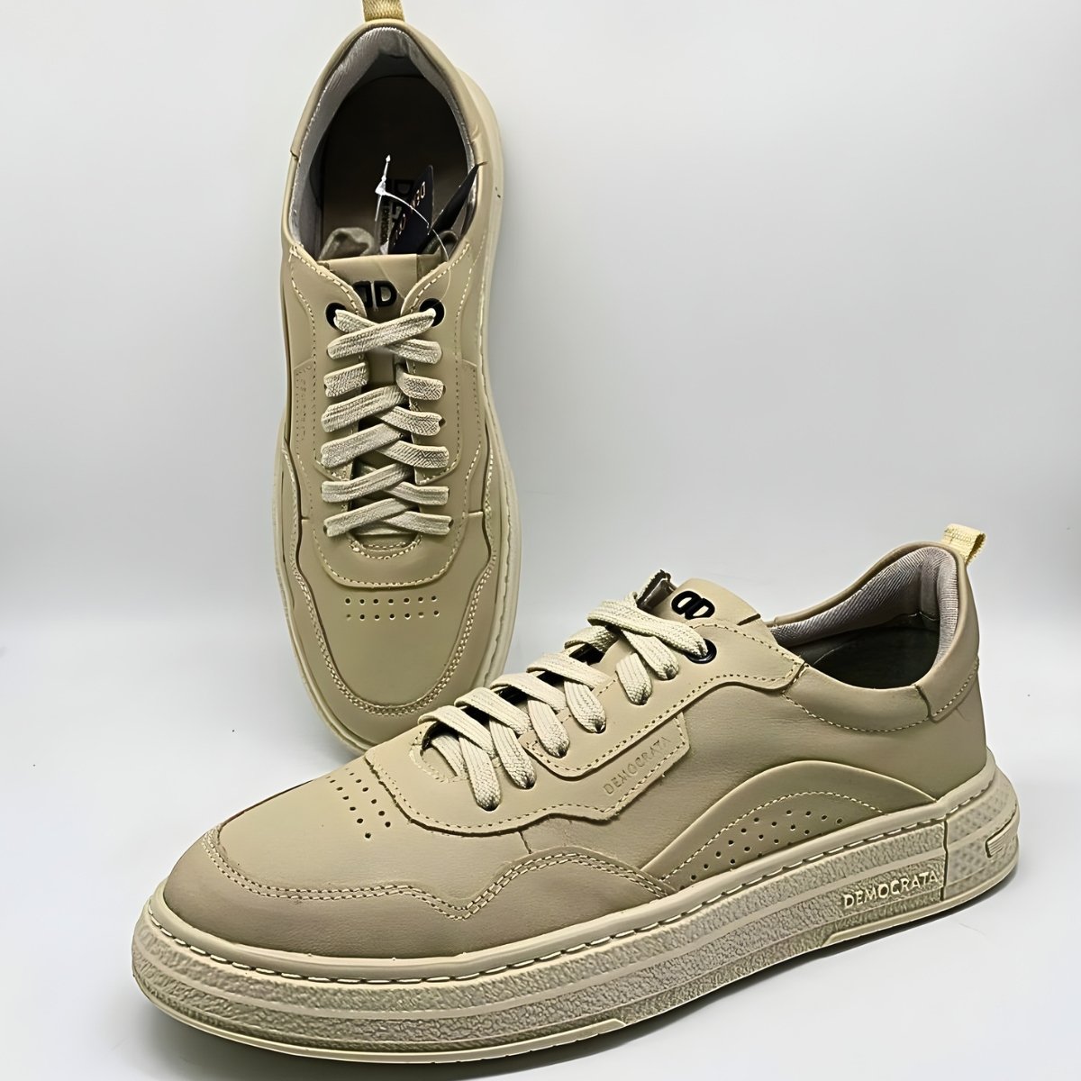 Sapatênis Masculino Democrata Jake Estilo Conforto Leve 240201 Creme 8