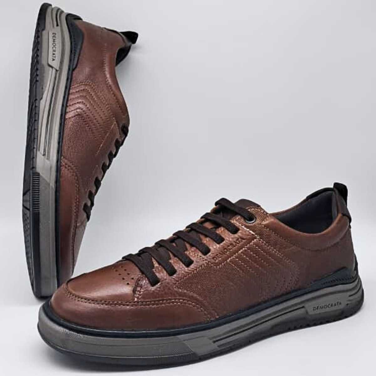 Sapatênis Masculino Democrata Dylan Conforto Estilo 640101 Conhaque 3