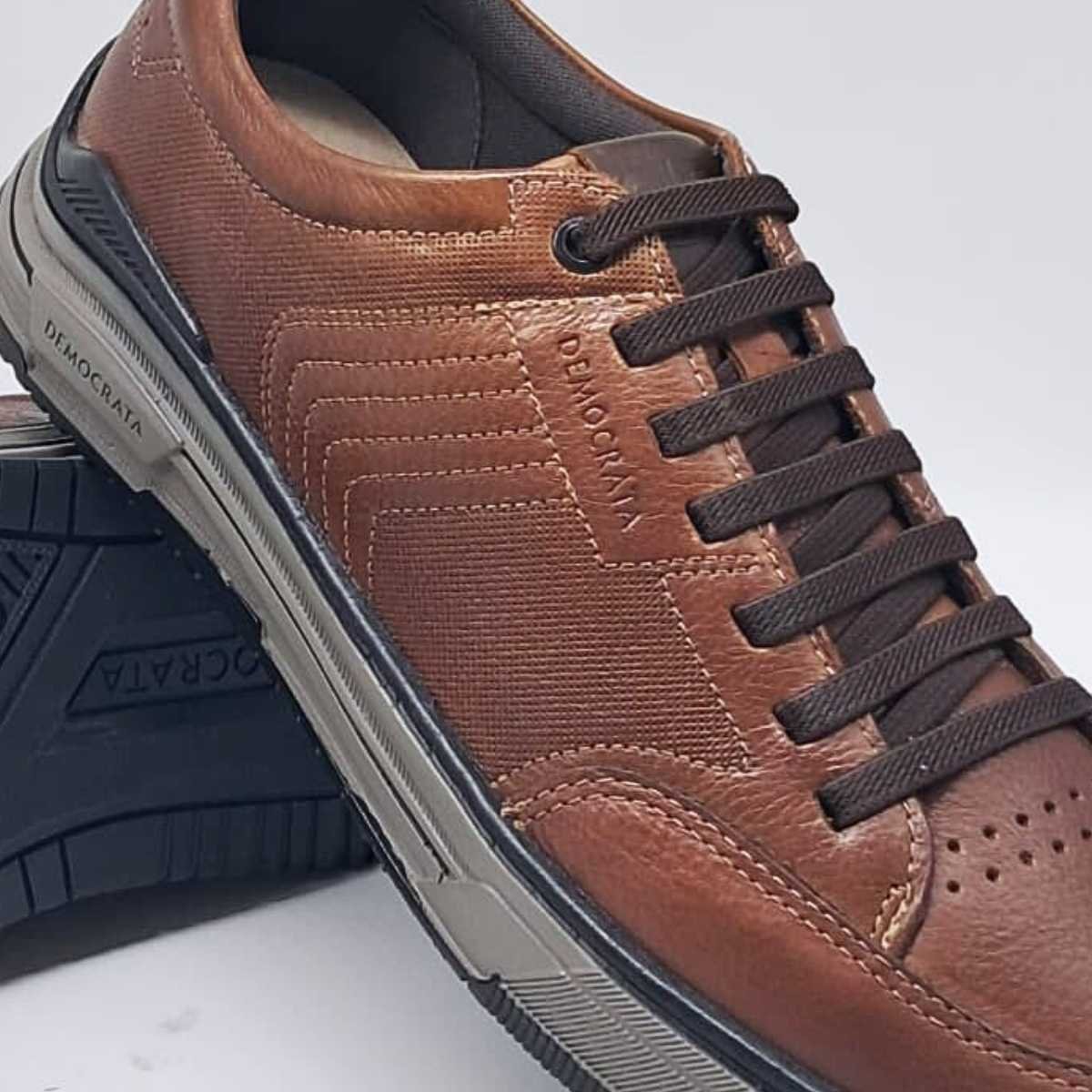 Sapatênis Masculino Democrata Dylan Conforto Estilo 640101 Conhaque 8