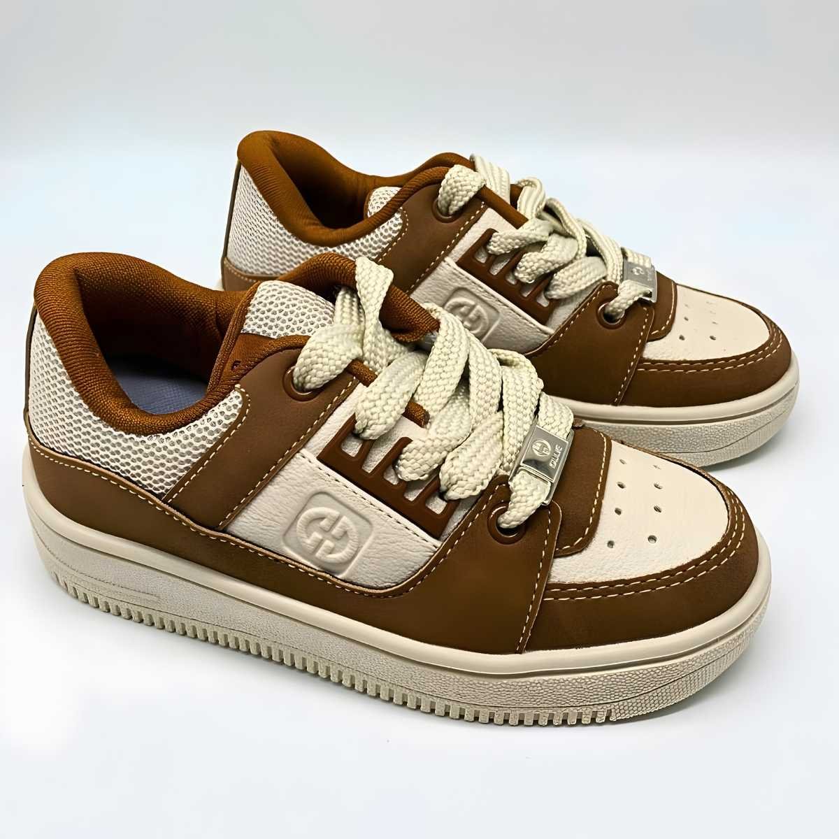 Tênis Bebê Ollie Kings Estilo Casual Confortável Leve 417 Bege/Marrom 4