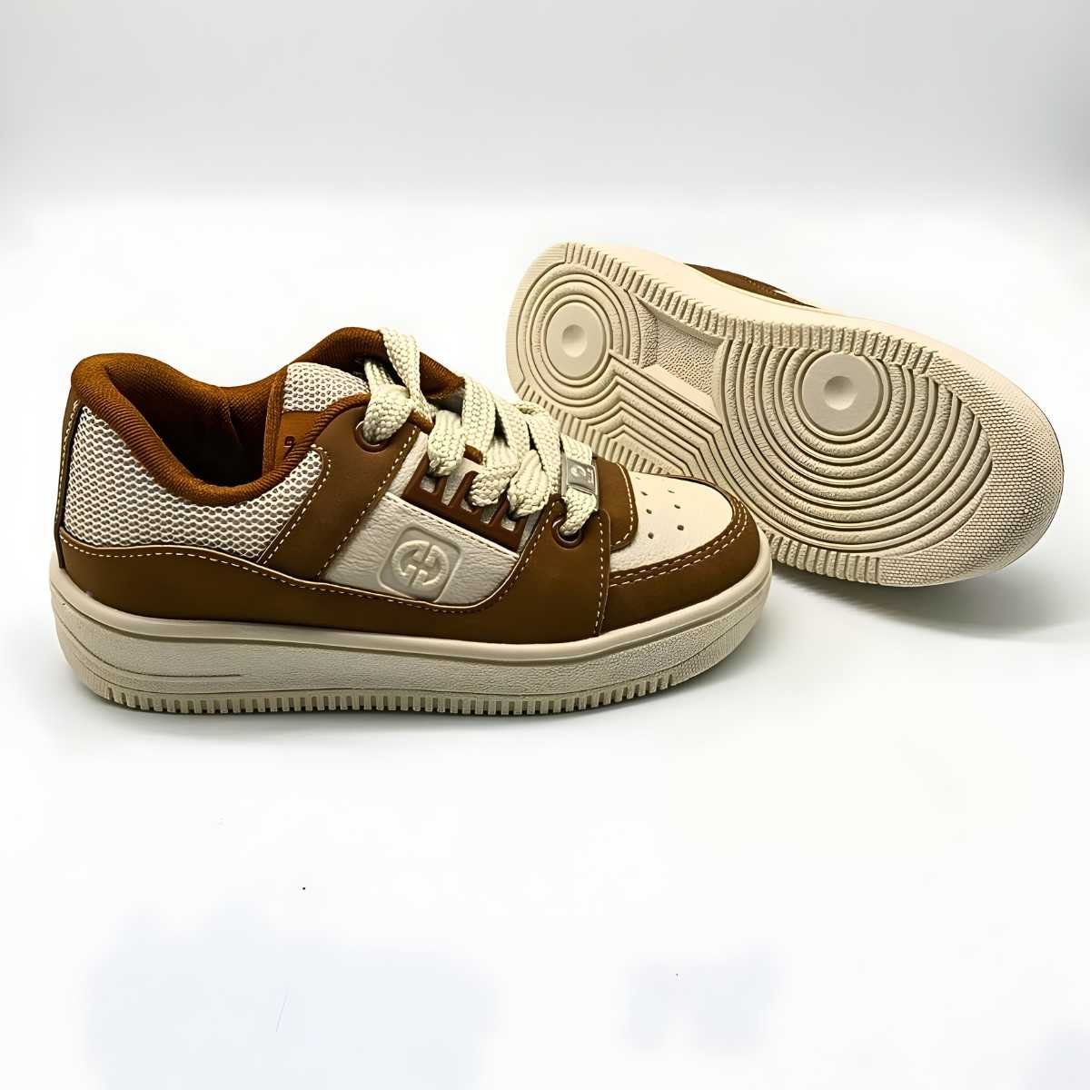 Tênis Bebê Ollie Kings Estilo Casual Confortável Leve 417 Bege/Marrom 6