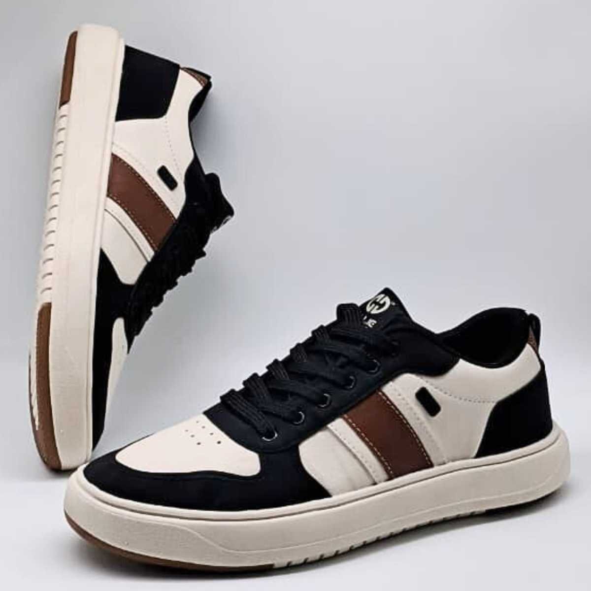 Sapatênis Masculino Ollie Casual Conforto Estilo Celtic2 Bege/Preto 3