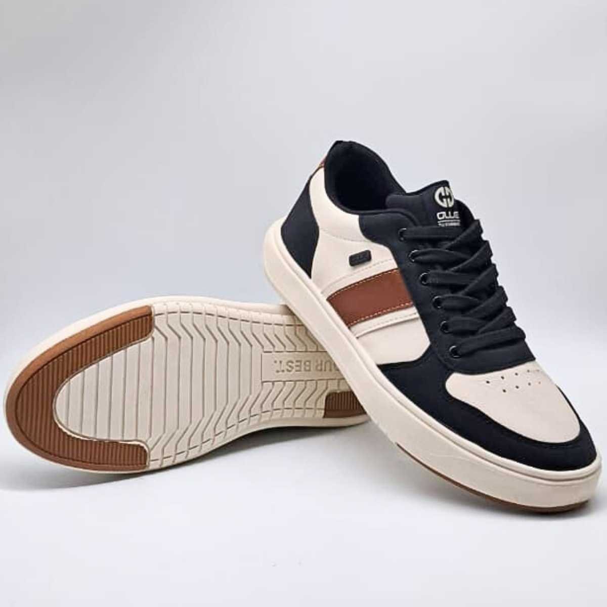 Sapatênis Masculino Ollie Casual Conforto Estilo Celtic2 Bege/Preto 7