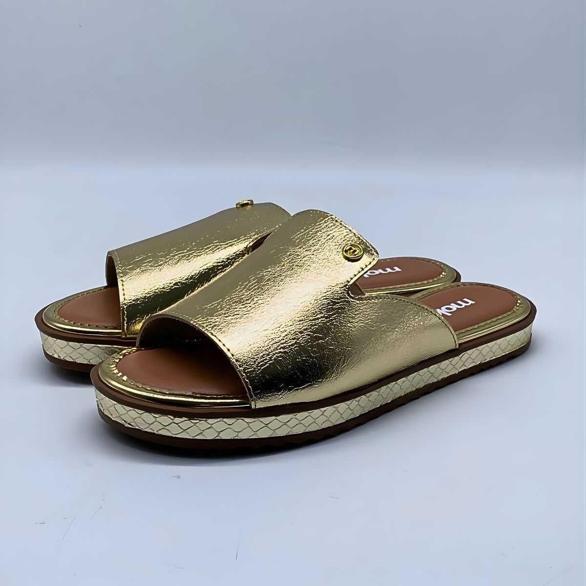 Sandália Feminina Moleca Rasteirinha Estilo Conforto 5413.1231 Dourado 3