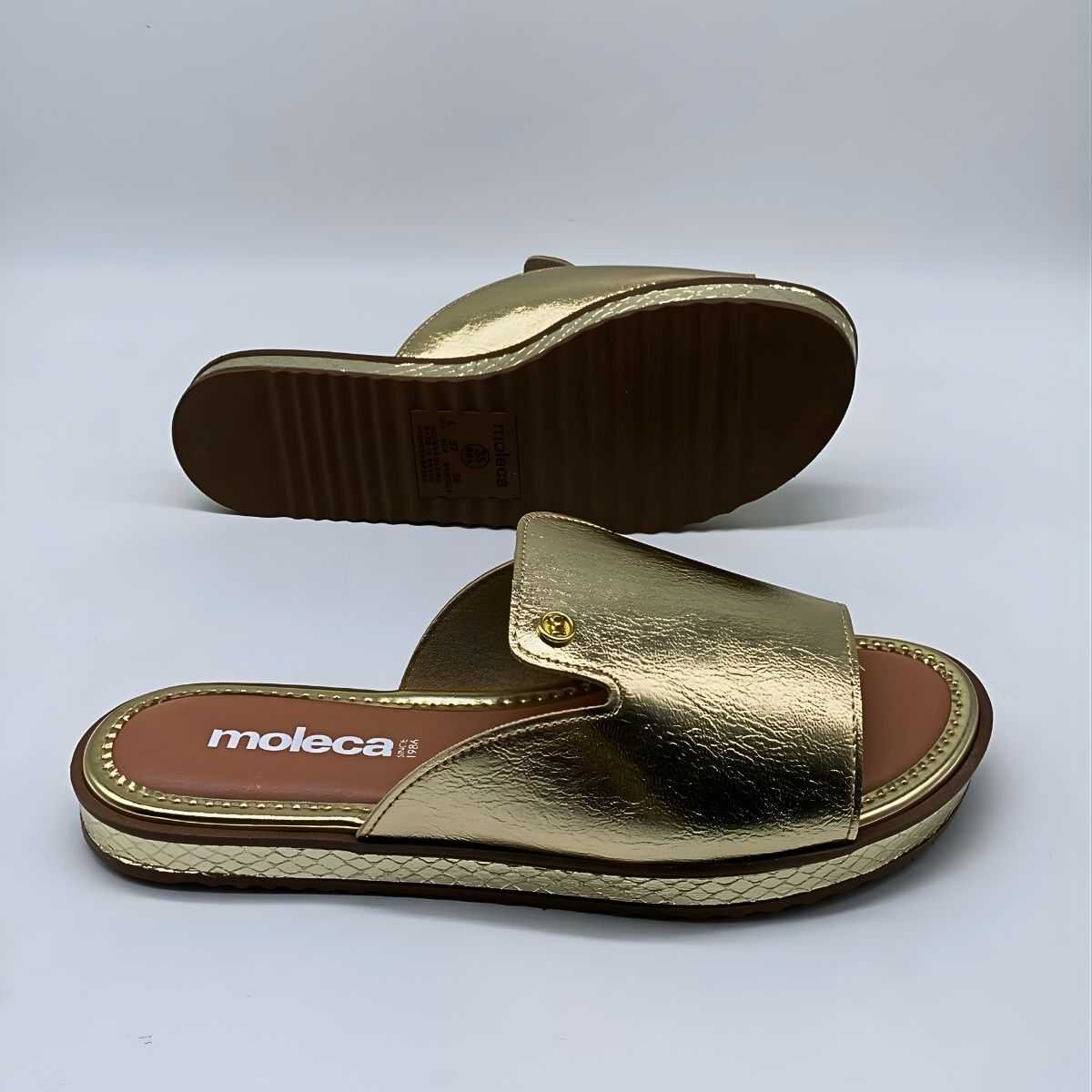 Sandália Feminina Moleca Rasteirinha Estilo Conforto 5413.1231 Dourado 4