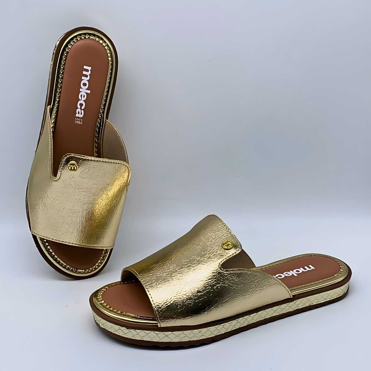 Sandália Feminina Moleca Rasteirinha Estilo Conforto 5413.1231 Dourado 6
