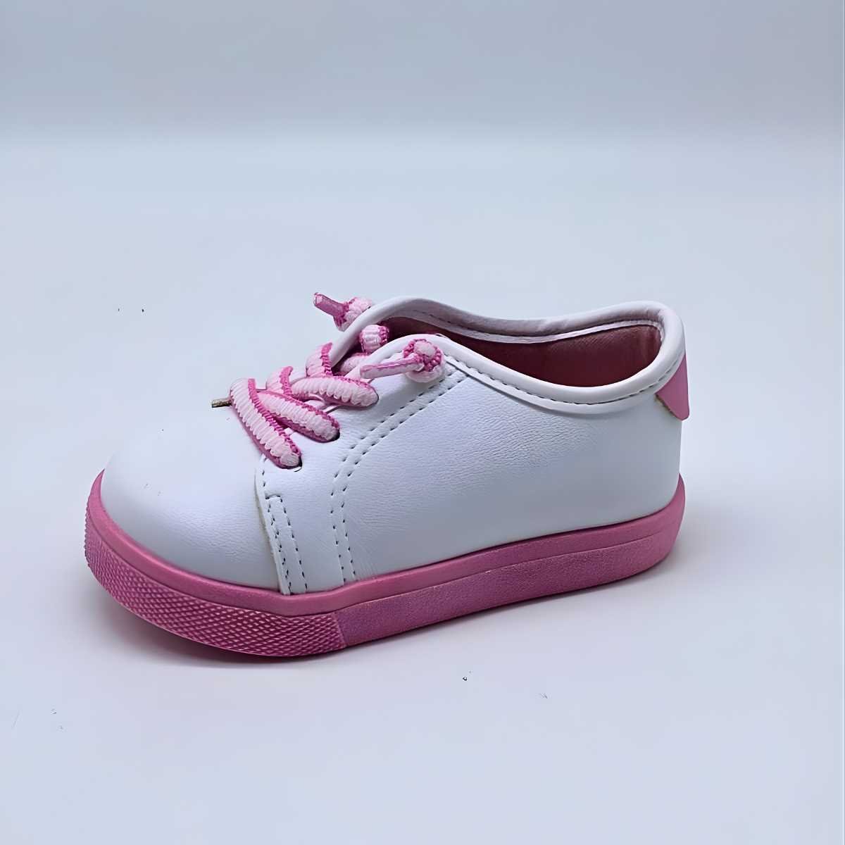 Tênis Bebê Molekinha Menina Estilo Conforto Leve 2118.591 Branco/Rosa 2