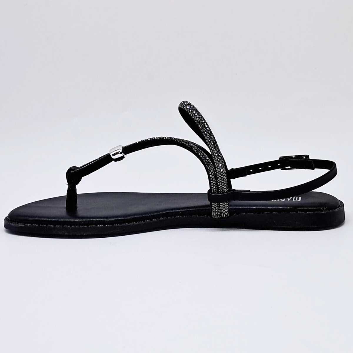 Sandália Feminina Marina Carvalho Rasteirinha Brilho F1701 Preto 2