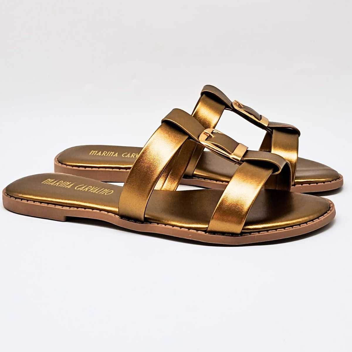 Sandália Feminino NS Marina Carvalho Rasteirinha Leve F1723 Bronze 3