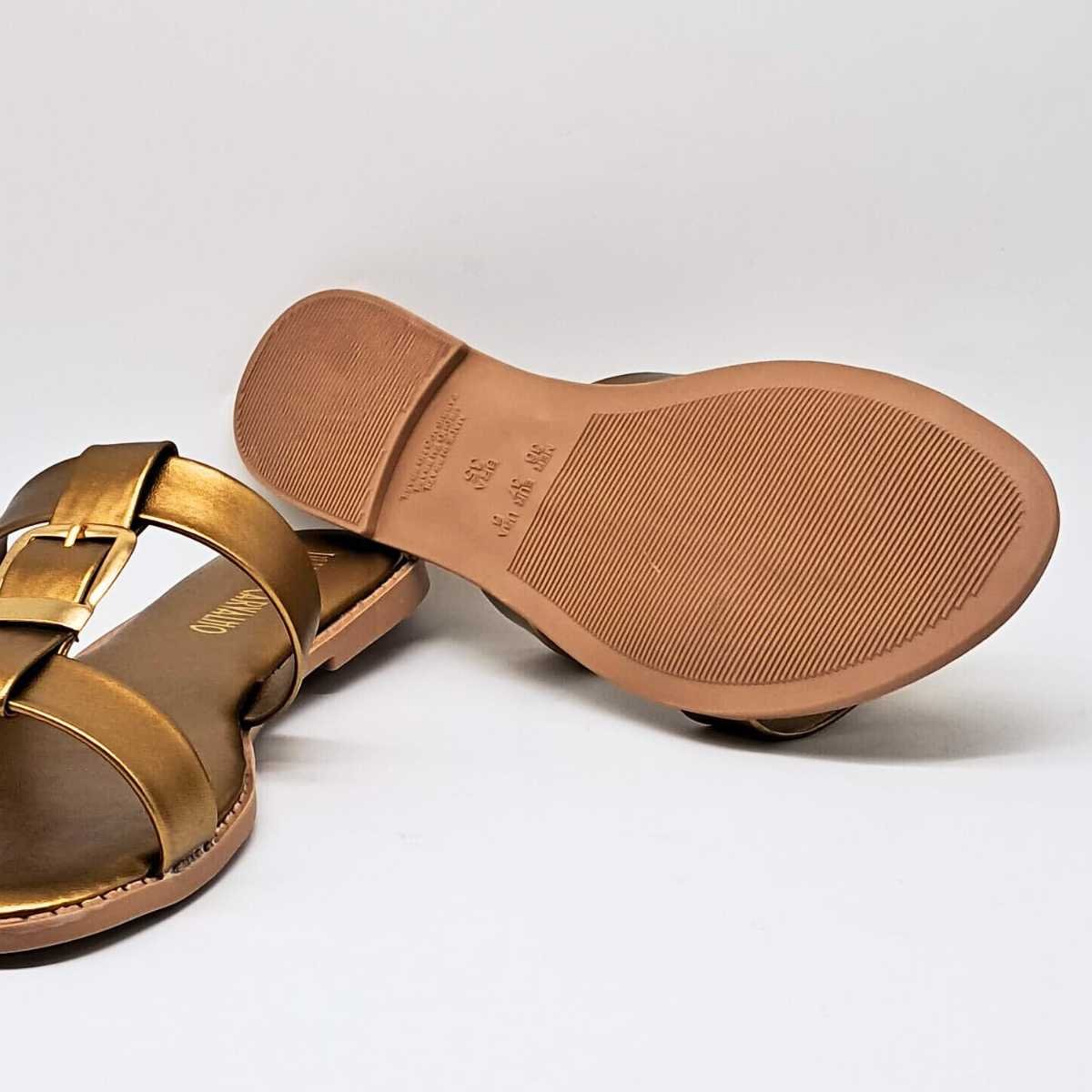 Sandália Feminino NS Marina Carvalho Rasteirinha Leve F1723 Bronze 5