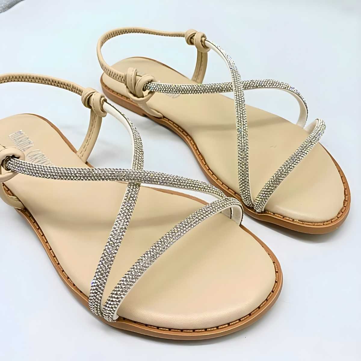 Sandália Feminina Marina Carvalho Rasteirinha Brilho F1702 Off White 4