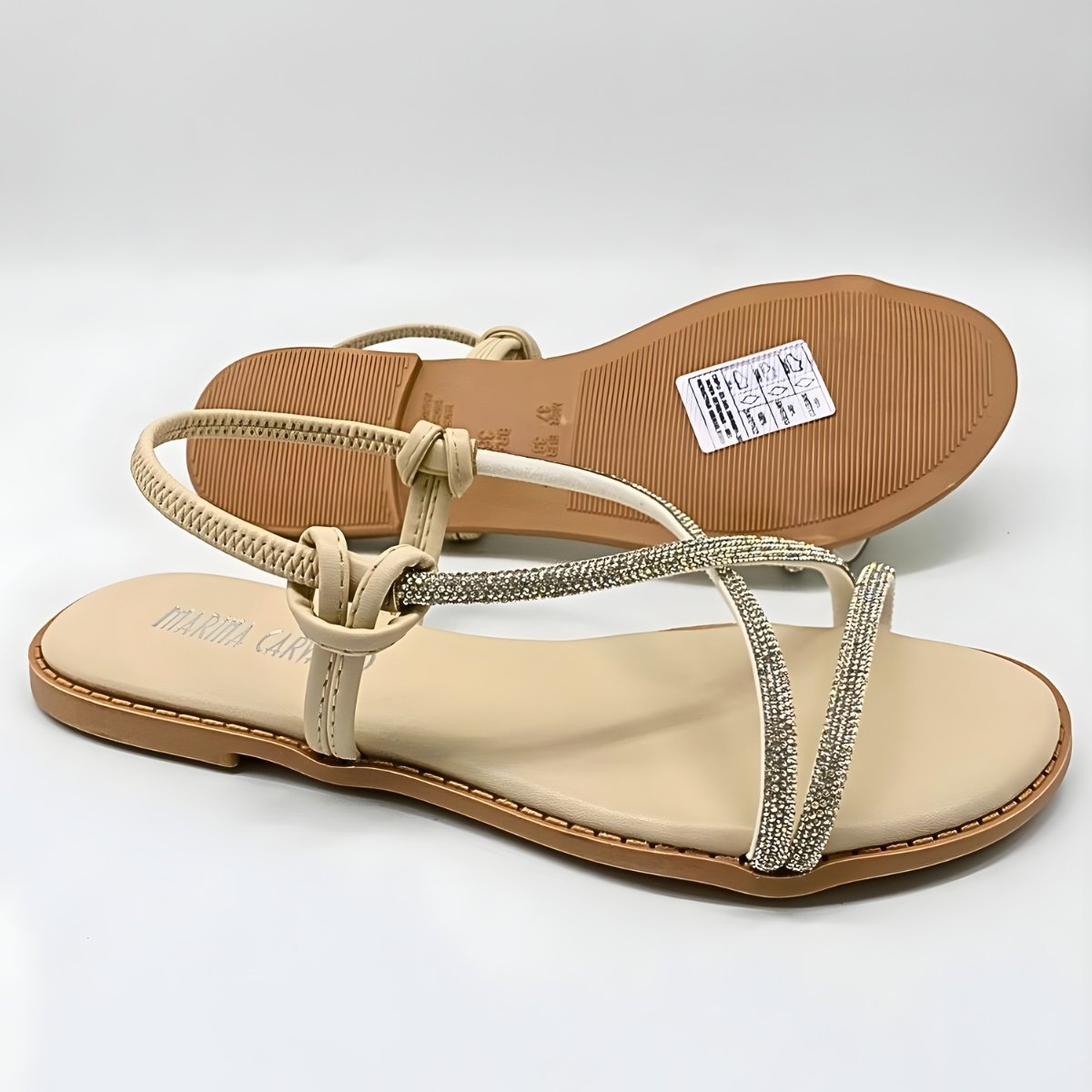 Sandália Feminina Marina Carvalho Rasteirinha Brilho F1702 Off White 7