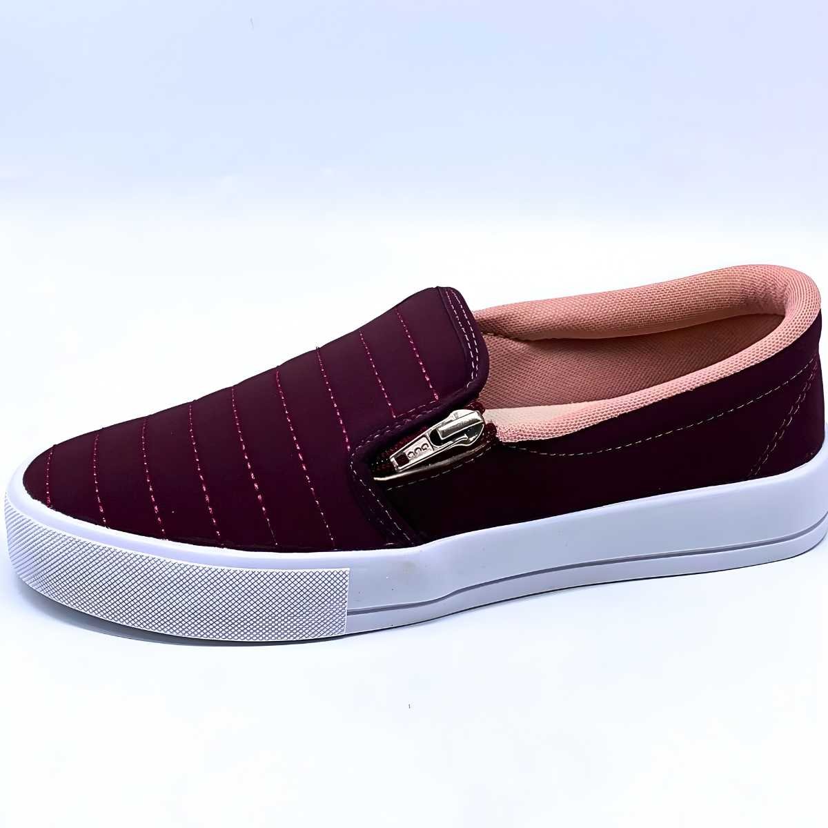 Tênis Feminino Vanessa Fashion Slip On Estilo Confy 1036 Bordô 2