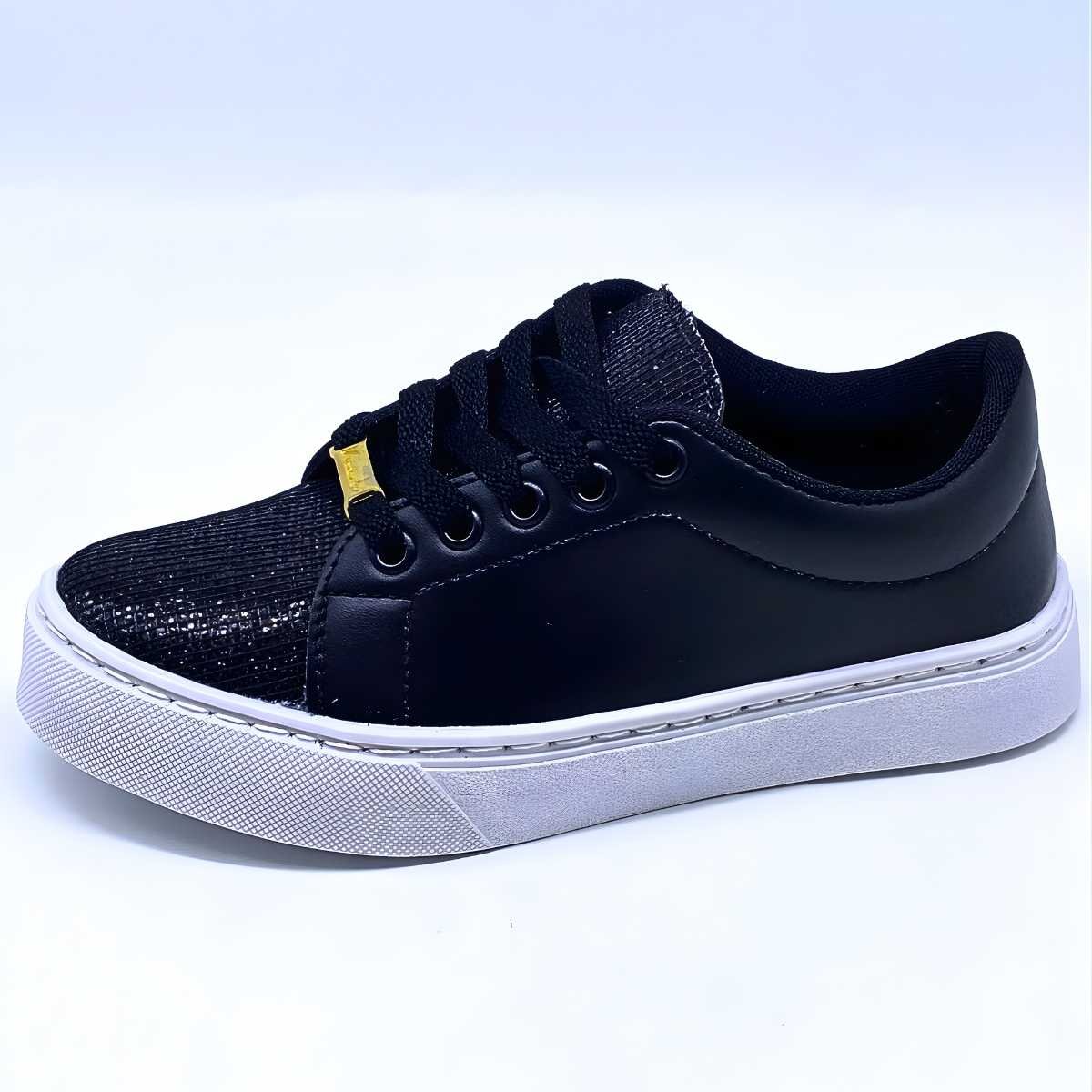 Tênis Feminino Vanessa Fashion Casual Estilo Conforto Leve 1011 Preto 2