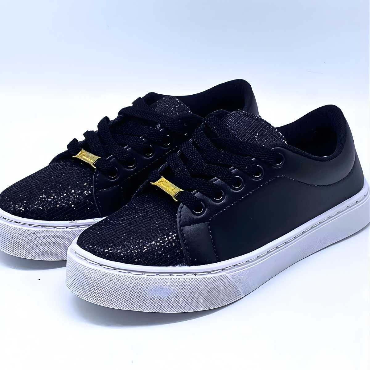 Tênis Feminino Vanessa Fashion Casual Estilo Conforto Leve 1011 Preto 3