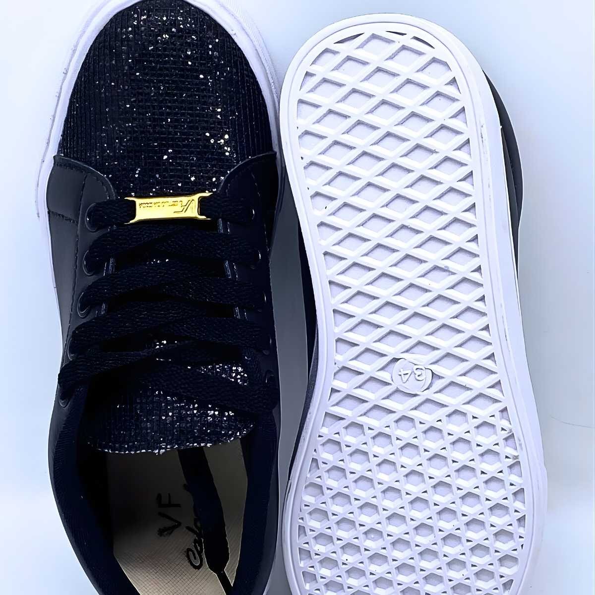 Tênis Feminino Vanessa Fashion Casual Estilo Conforto Leve 1011 Preto 6