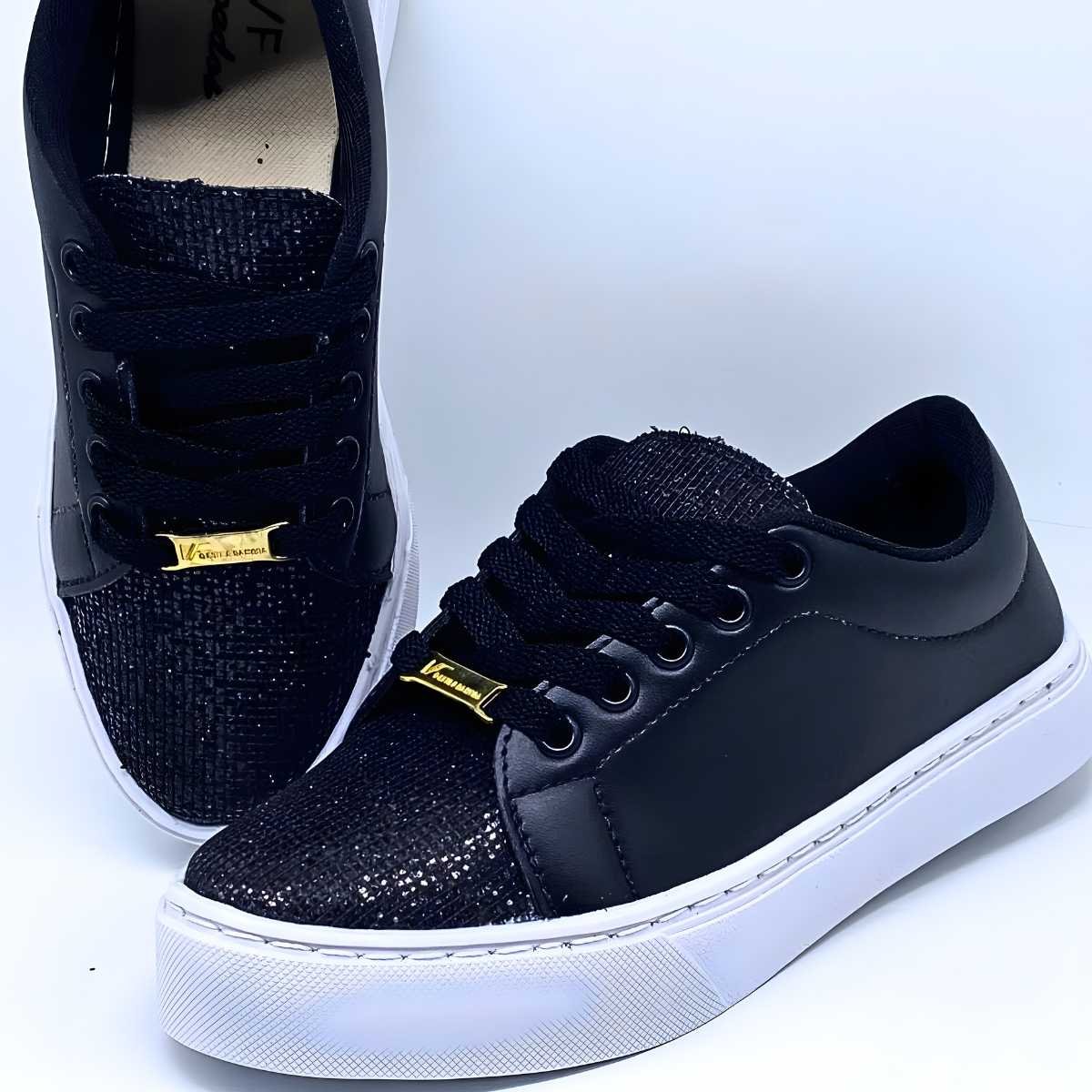 Tênis Feminino Vanessa Fashion Casual Estilo Conforto Leve 1011 Preto 8