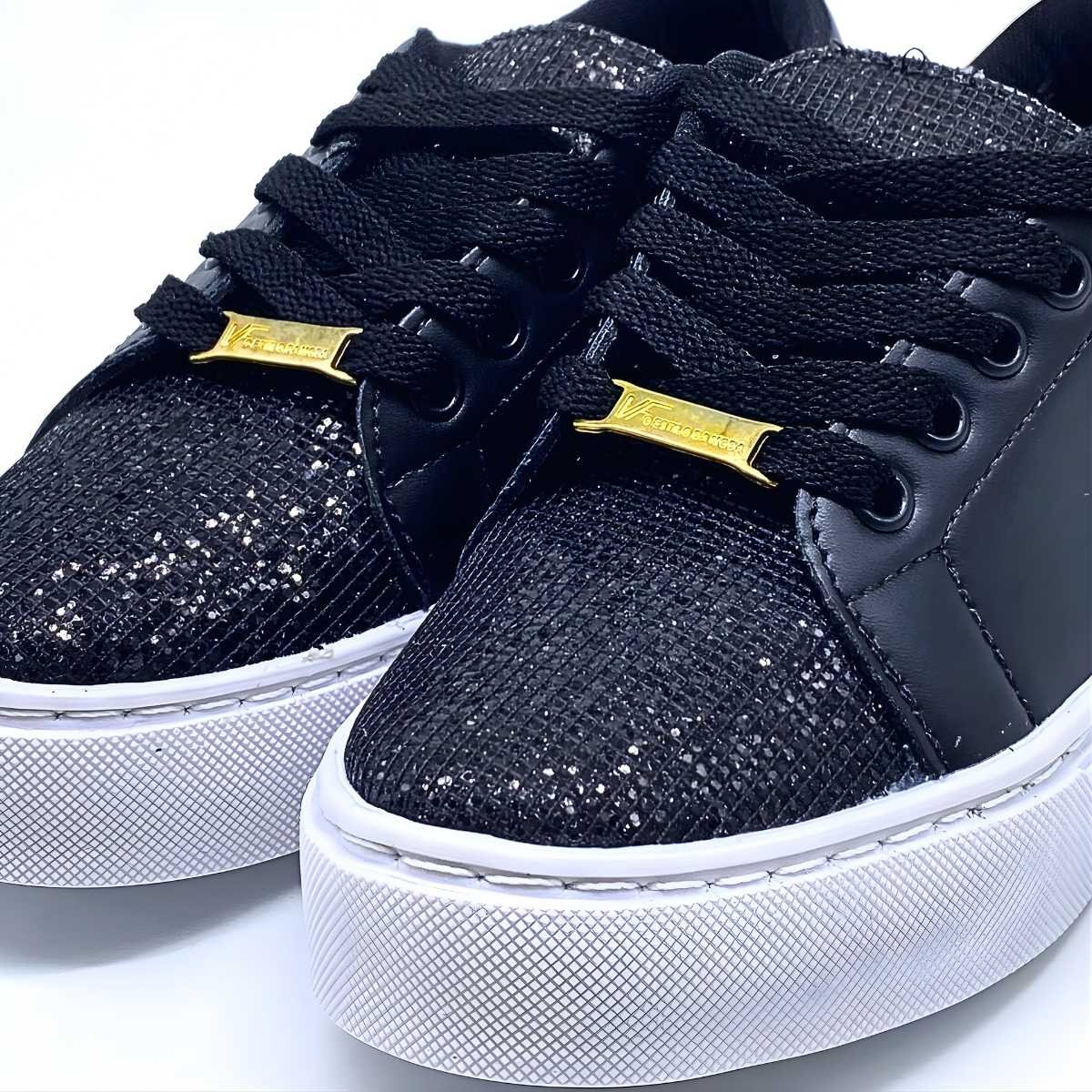 Tênis Feminino Vanessa Fashion Casual Estilo Conforto Leve 1011 Preto 4