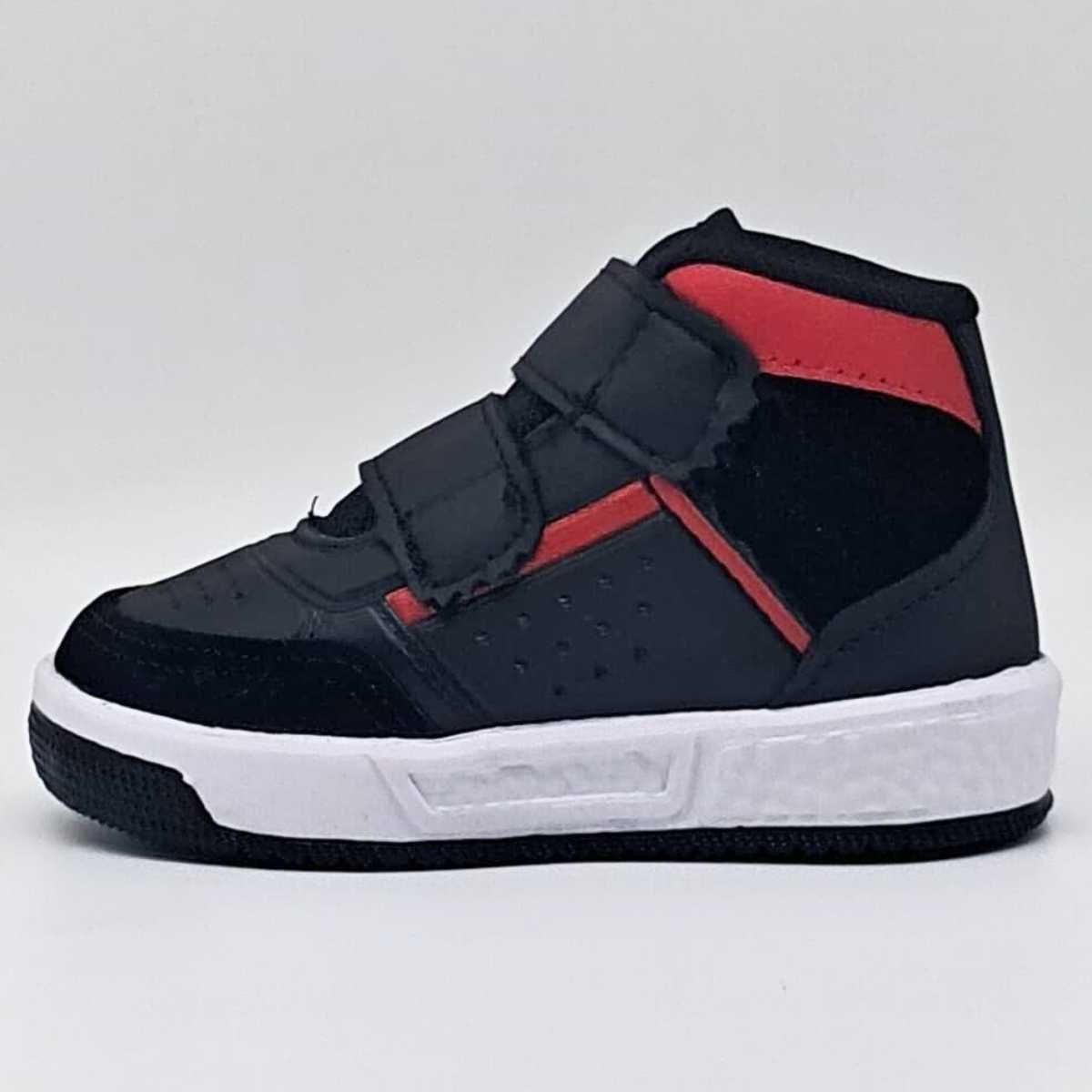 Tênis Infantil Via Vip Bebê Casual Cano Alto Velcro Vv2825 Preto/Vermelho 2