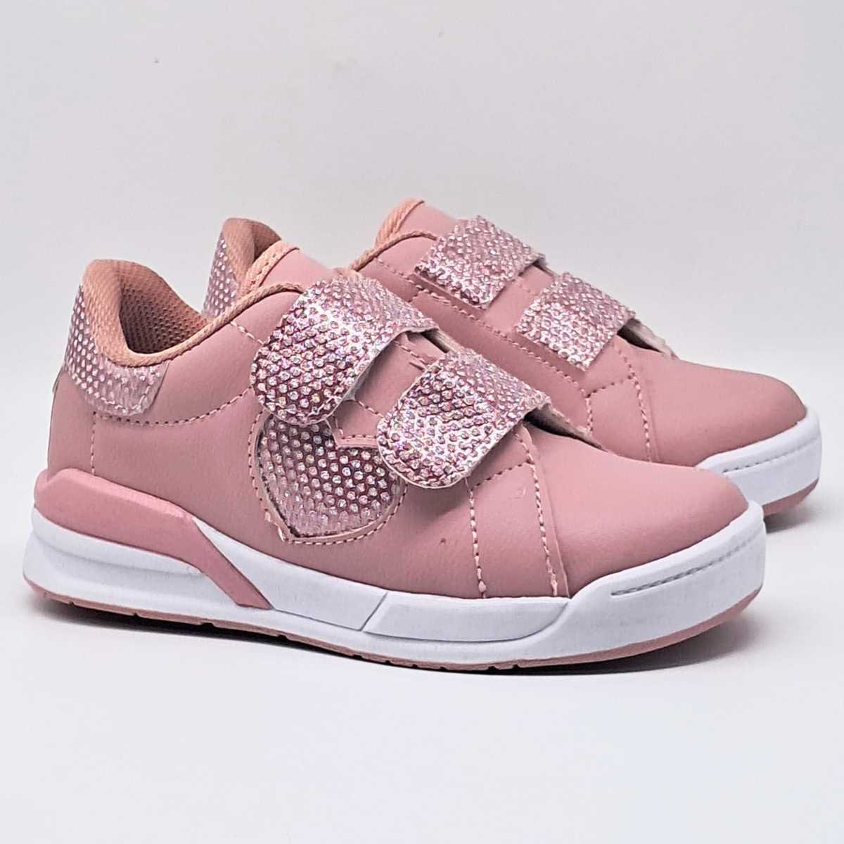 Tênis Infantil Via Vip Meninas Casual Velcro Vv4010 Rosa 3