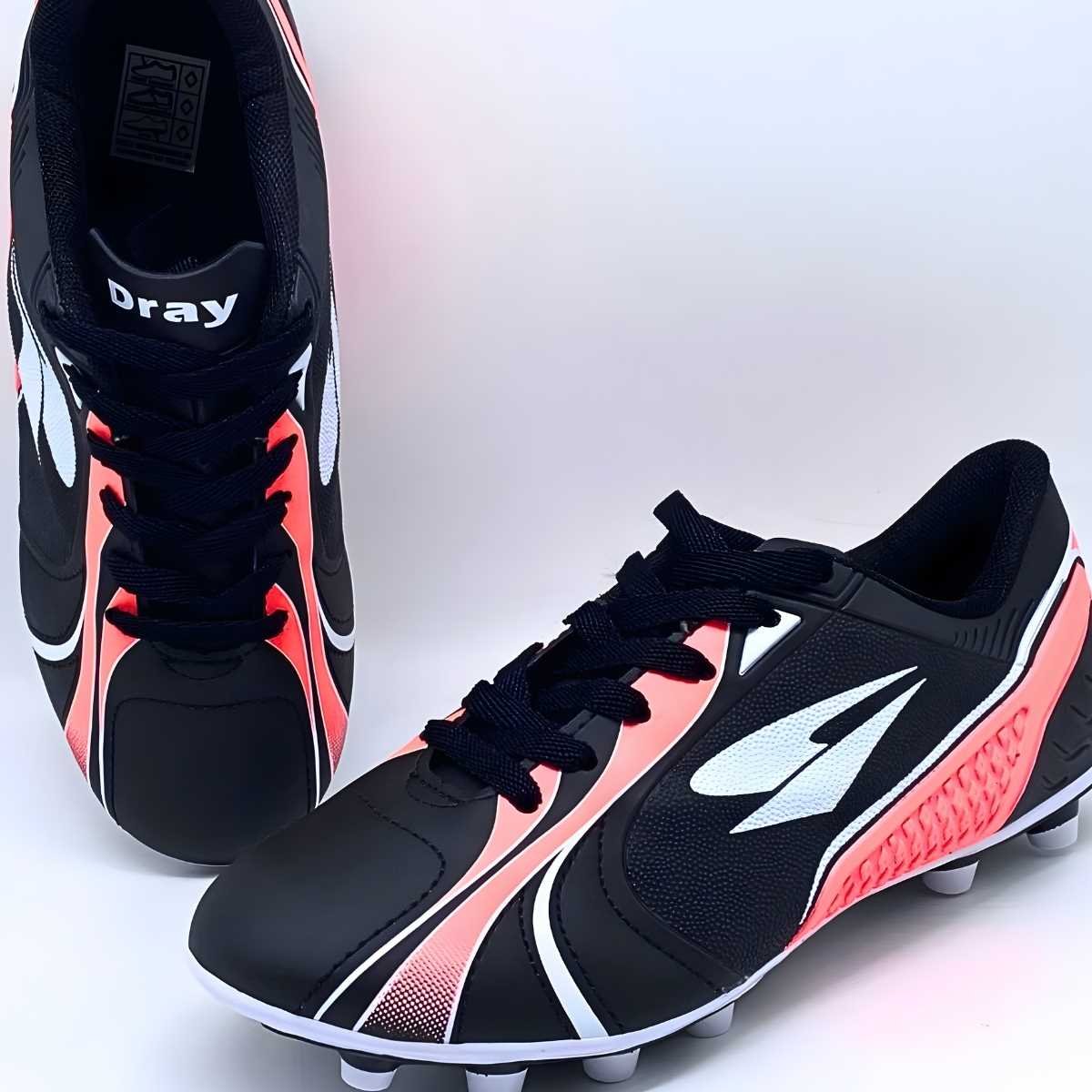 Chuteira Masculina Dray Adulto Campo Esporte Estilo Leve 363 Preto/Goiaba 6