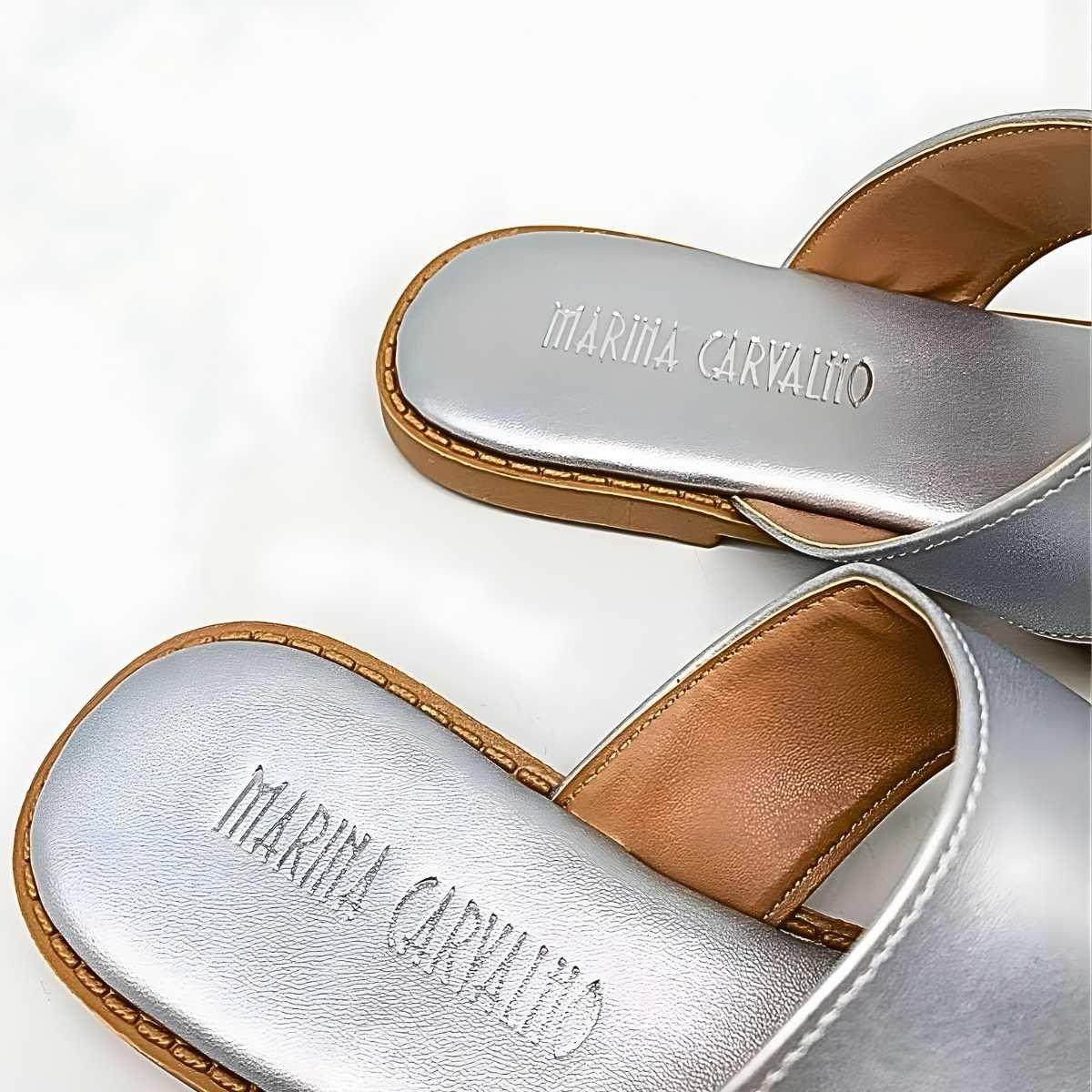 Sandália Feminina Marina Carvalho Dedo Metal Estilo F1718 Prata 5