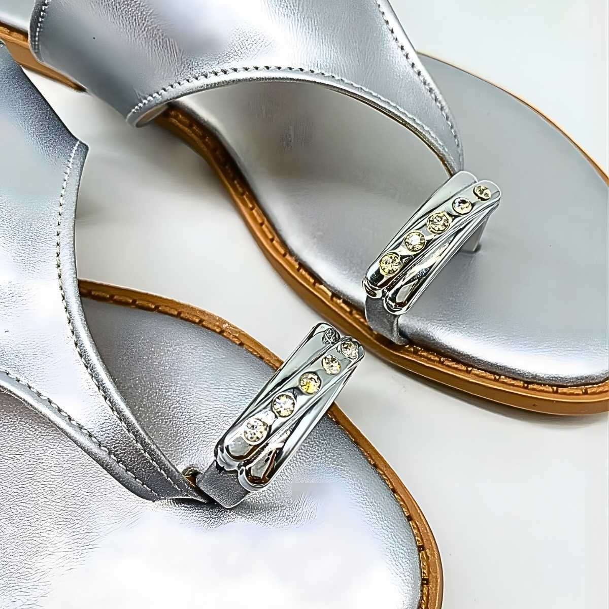 Sandália Feminina Marina Carvalho Dedo Metal Estilo F1718 Prata 6