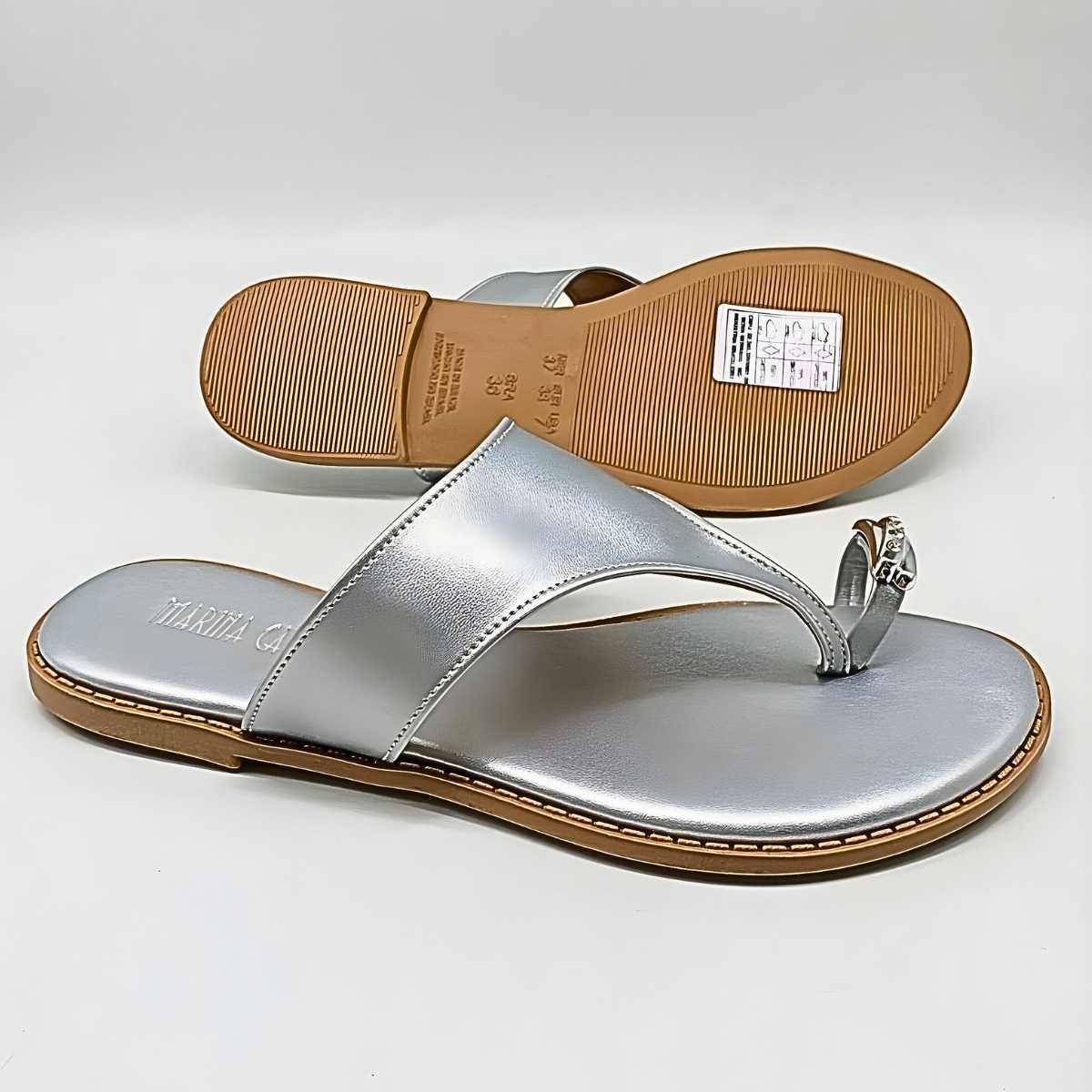 Sandália Feminina Marina Carvalho Dedo Metal Estilo F1718 Prata 7