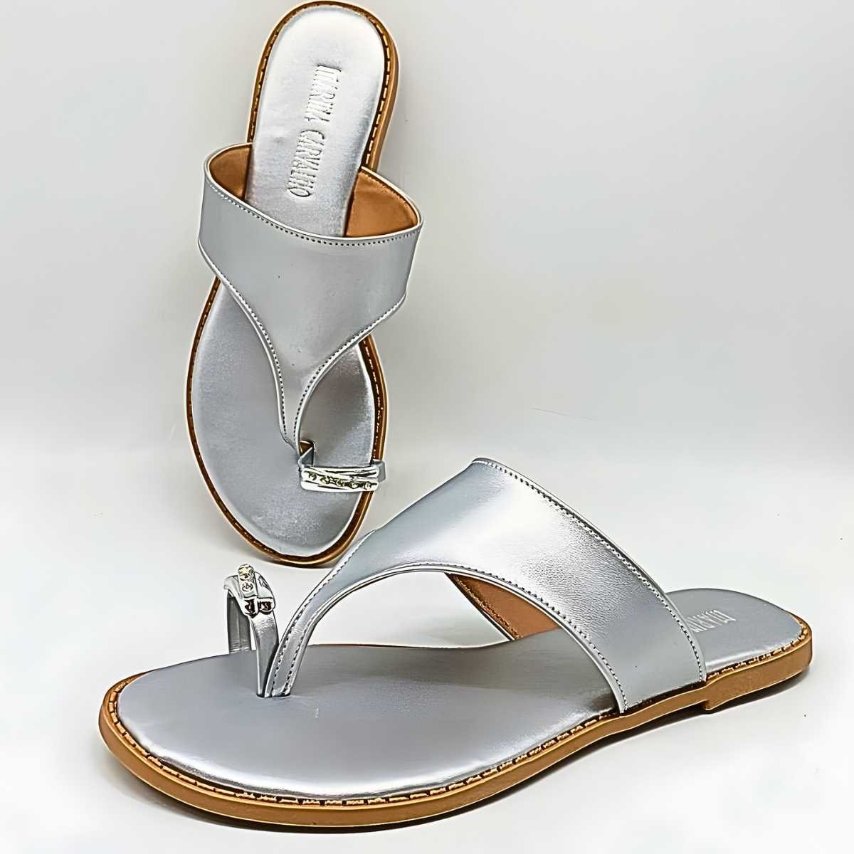 Sandália Feminina Marina Carvalho Dedo Metal Estilo F1718 Prata 8