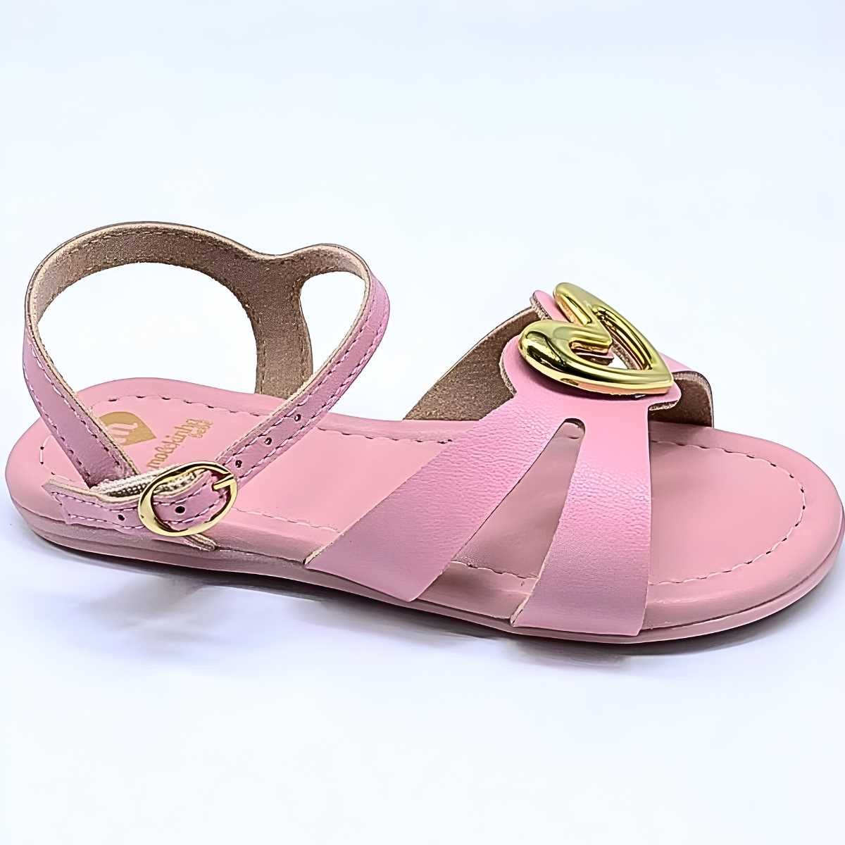 Sandália Infantil Molekinha Bebê Conforto Rosa Coração 2114.287