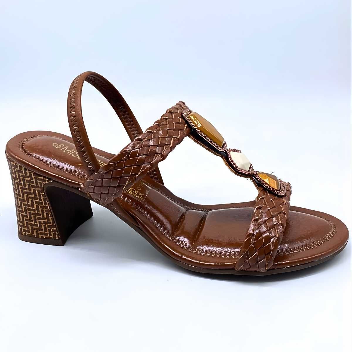 Sandália Feminina Mississipi Salto Pedras Estilo Leve J0482