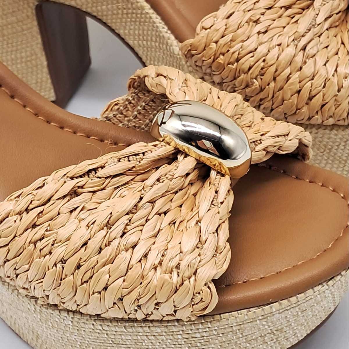 Sandália Salto Quadrado Feminino Bebecê T5118-187 Bege 5