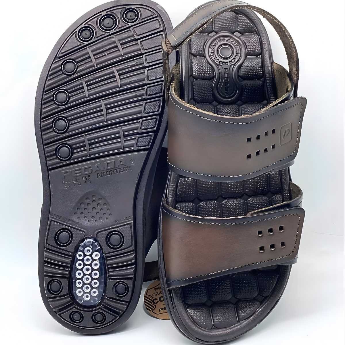 Sandália Masculina Pegada Casual 2 Velcros Estilo 131288 Marrom 6