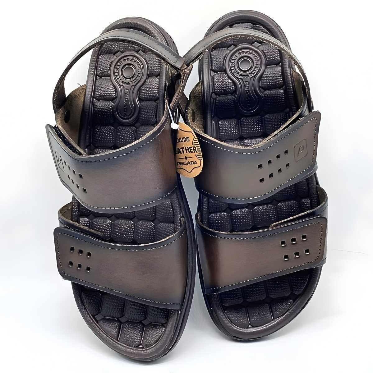 Sandália Masculina Pegada Casual 2 Velcros Estilo 131288 Marrom 4