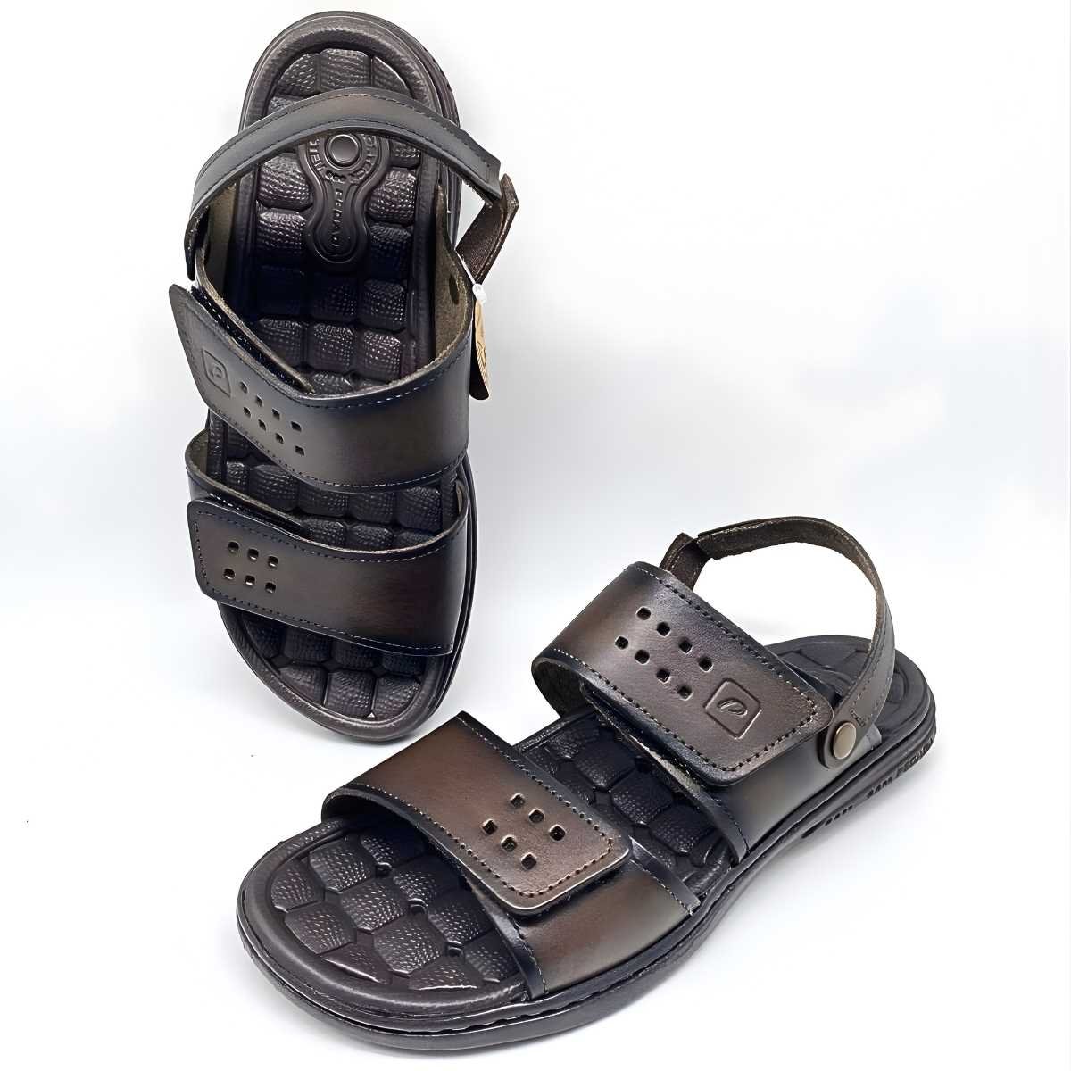 Sandália Masculina Pegada Casual 2 Velcros Estilo 131288 Marrom 7