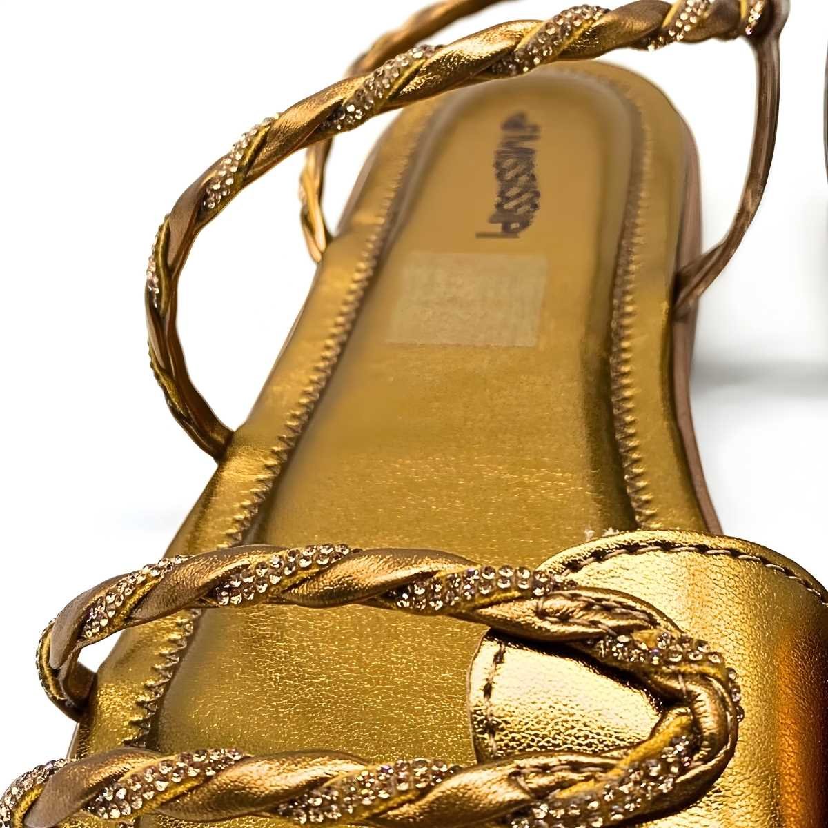 Sandália Feminina Mississipi Flat Trançada Estilo Leve J0361 Bronze 5