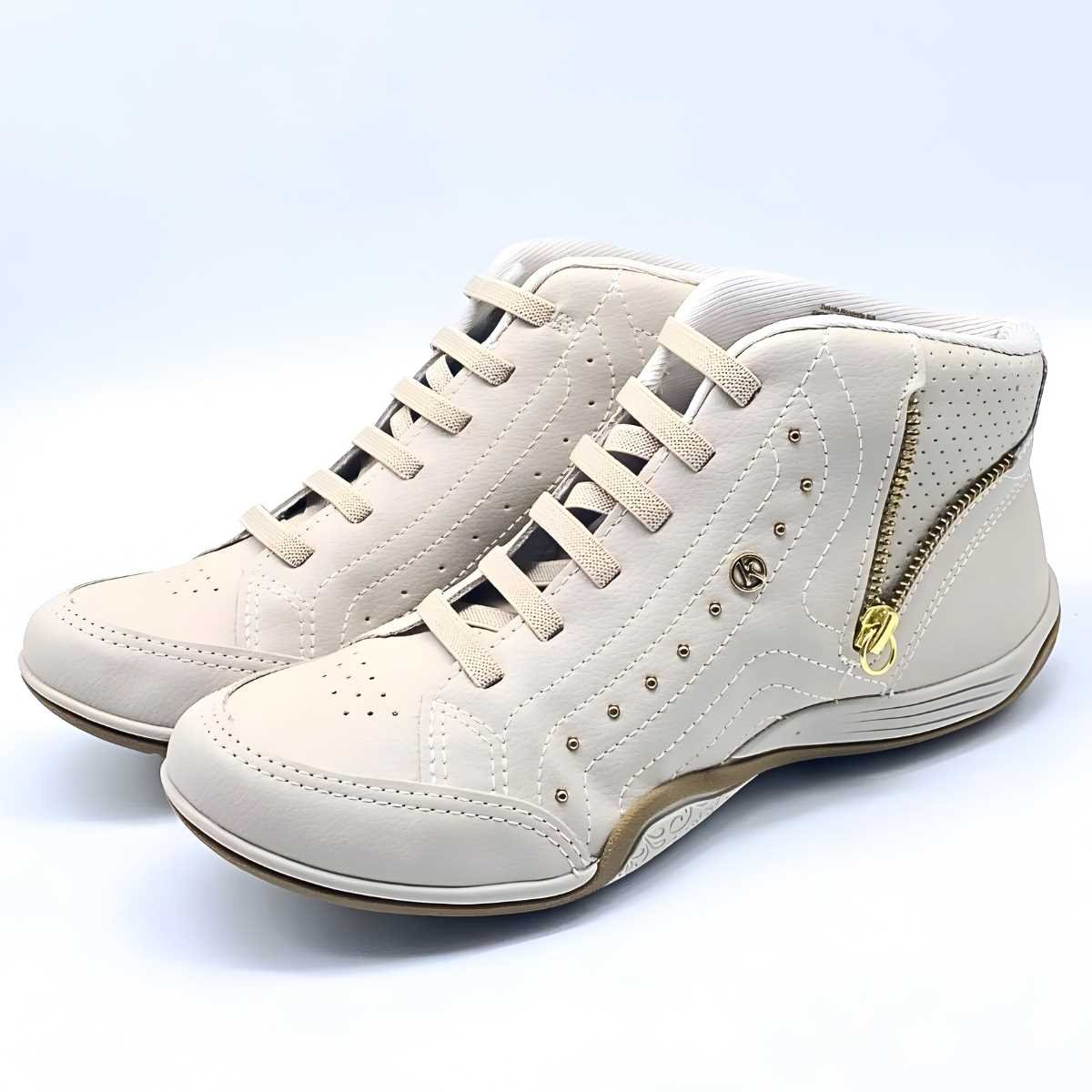 Tênis Feminino Kolosh Cano Alto Ziper Estilo Conforto C3682 Branco 3