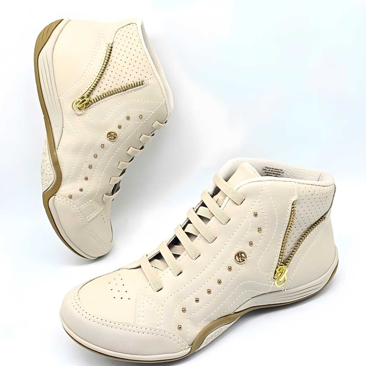 Tênis Feminino Kolosh Cano Alto Ziper Estilo Conforto C3682 Branco 6